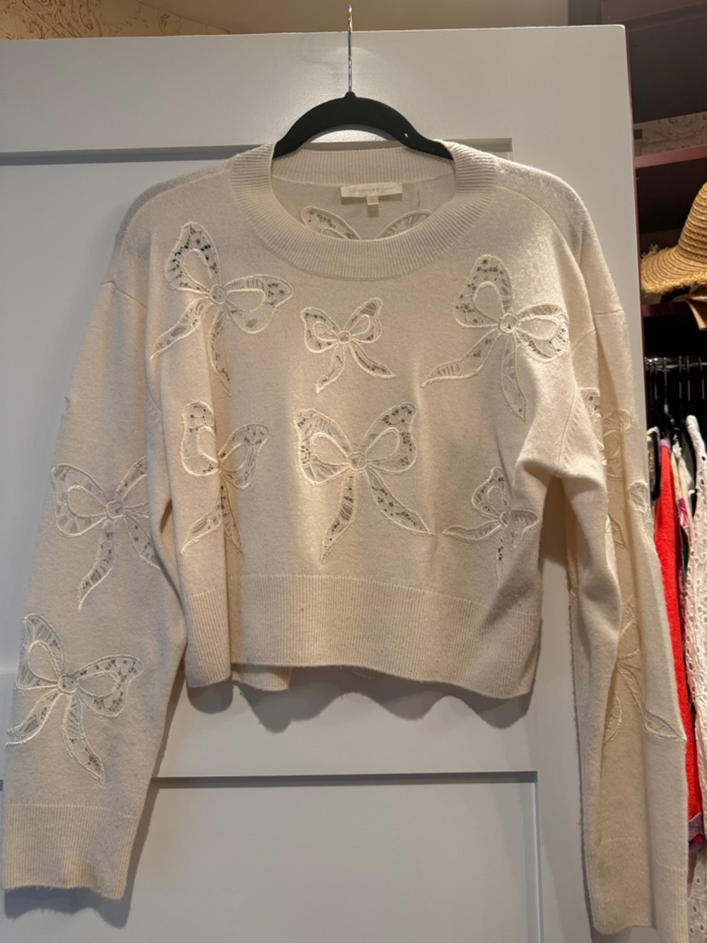 Love shack fancy bow sweater size small